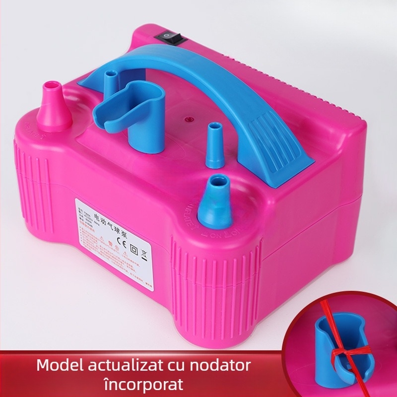2025 nou umflator electric pentru baloane cu strat dublu, mașină de suflat baloane, pompă de aer, umflator automat cu gaură dublă, vezi detalii