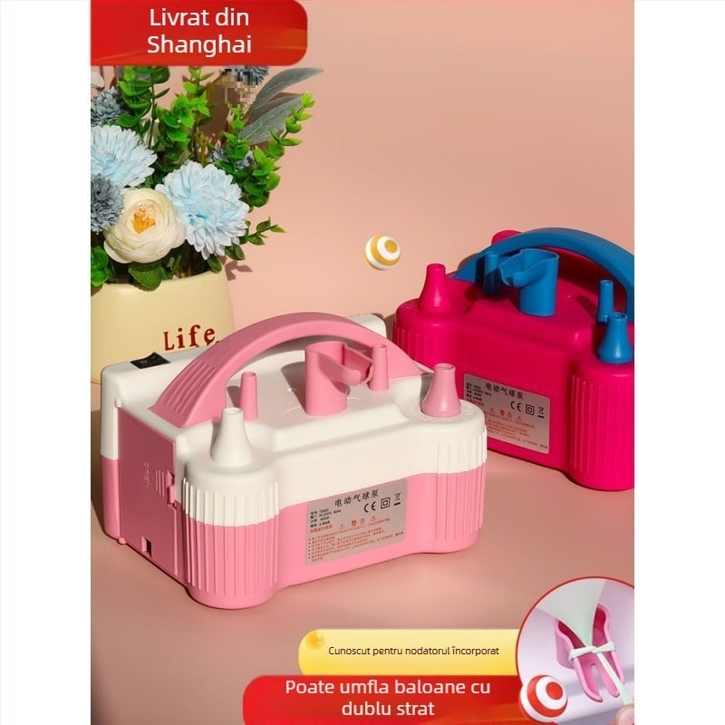 2025 nou umflator electric pentru baloane cu strat dublu, mașină de suflat baloane, pompă de aer, umflator automat cu gaură dublă, vezi detalii