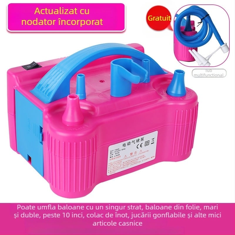 2025 nou umflator electric pentru baloane cu strat dublu, mașină de suflat baloane, pompă de aer, umflator automat cu gaură dublă, vezi detalii