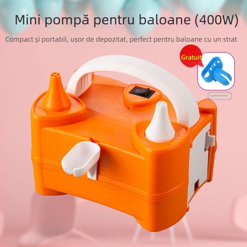 2025 nou umflator electric pentru baloane cu strat dublu, mașină de suflat baloane, pompă de aer, umflator automat cu gaură dublă, vezi detalii