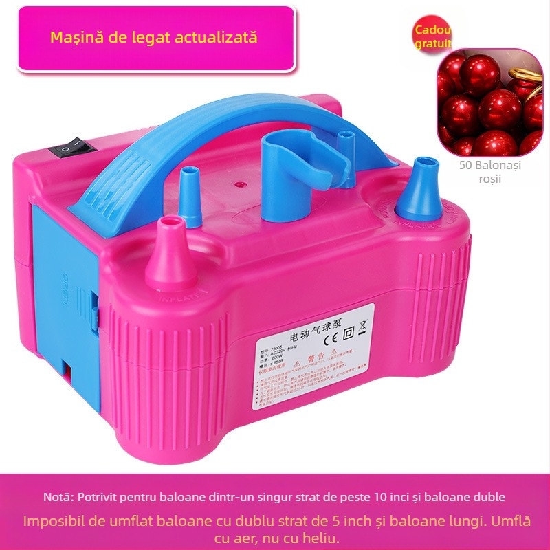2025 nou umflator electric pentru baloane cu strat dublu, mașină de suflat baloane, pompă de aer, umflator automat cu gaură dublă, vezi detalii