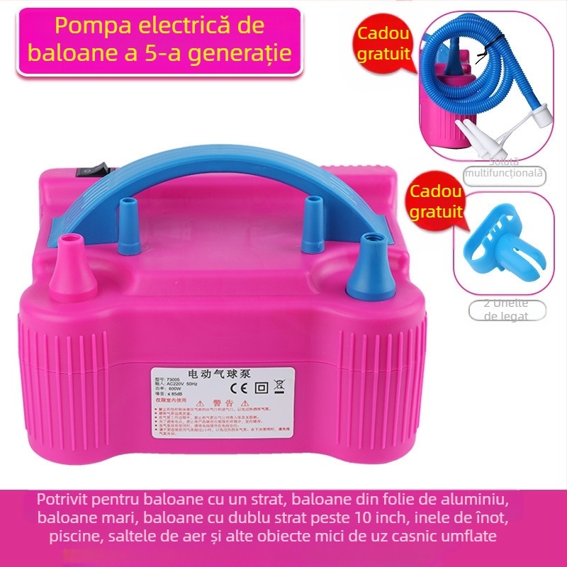2025 nou umflator electric pentru baloane cu strat dublu, mașină de suflat baloane, pompă de aer, umflator automat cu gaură dublă, vezi detalii