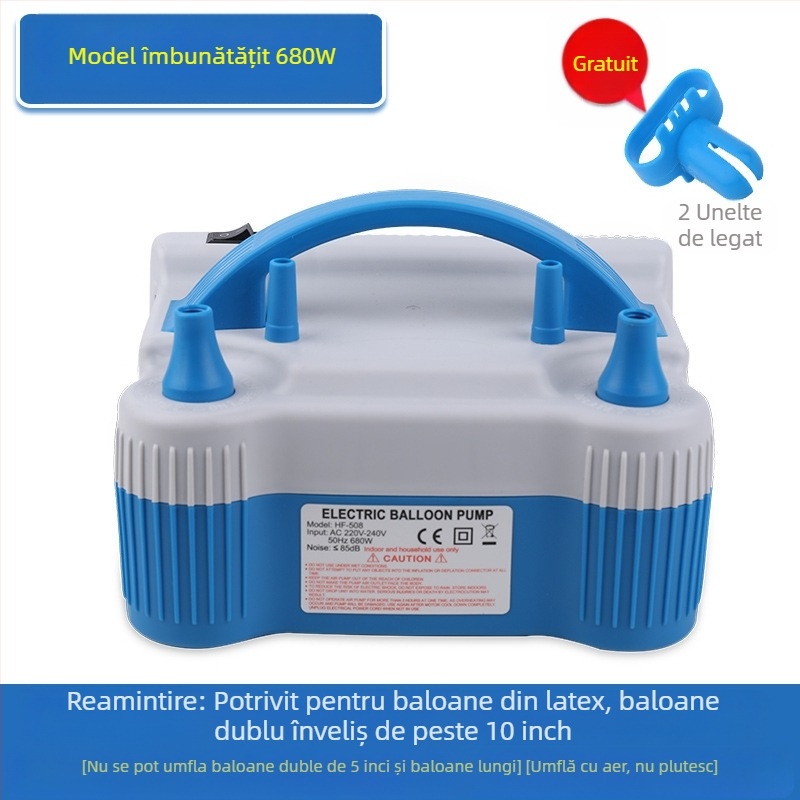 2025 nou umflator electric pentru baloane cu strat dublu, mașină de suflat baloane, pompă de aer, umflator automat cu gaură dublă, vezi detalii