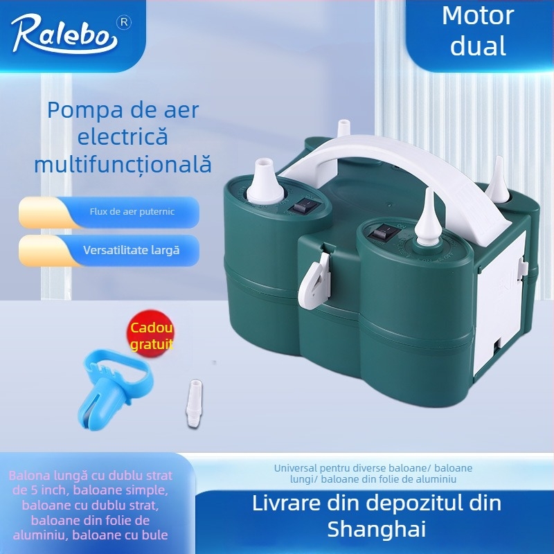 2025 nou umflator electric pentru baloane cu strat dublu, mașină de suflat baloane, pompă de aer, umflator automat cu gaură dublă, vezi detalii