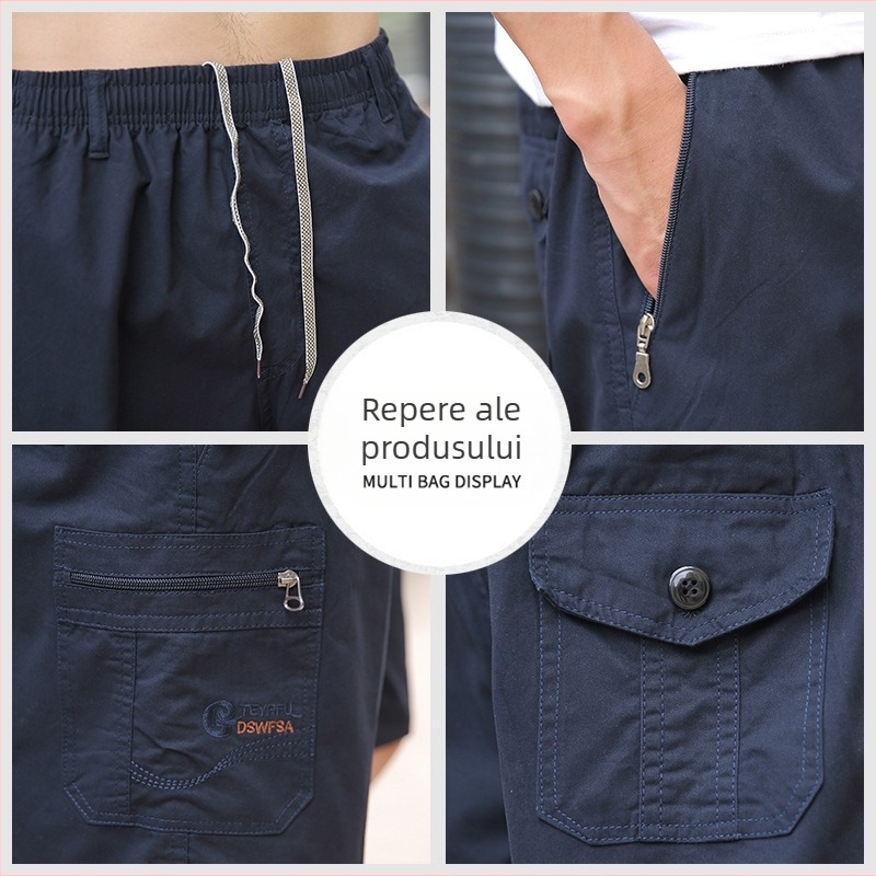 Pantaloni scurți de vară plus size, pantaloni scurți pentru bărbați grași, pantaloni de plajă, pantaloni scurți extra largi pentru bărbați de vârstă mijlocie, 8517