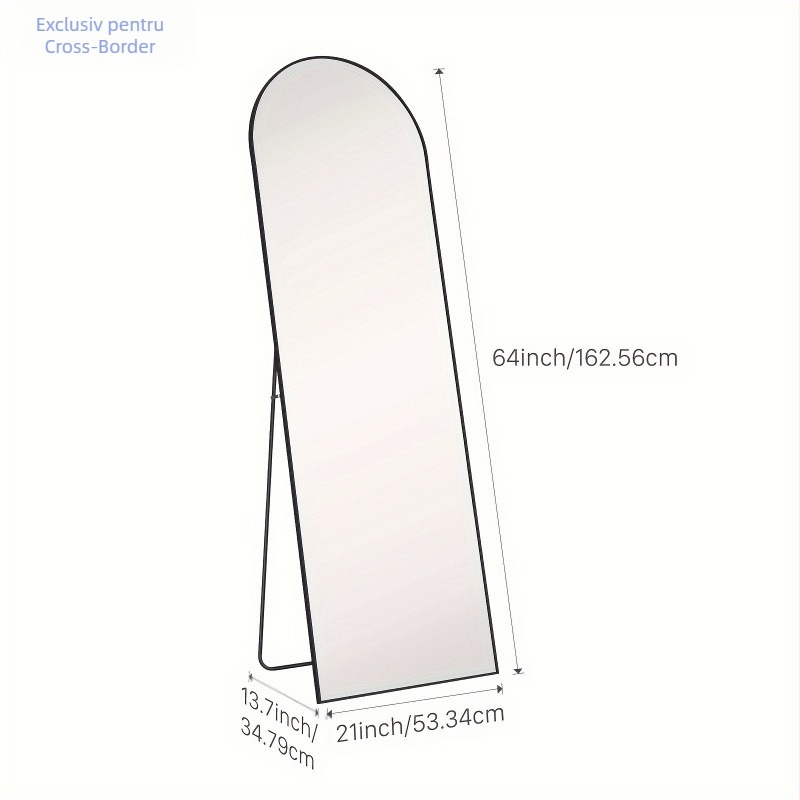 Oglindă arcuită pe toată lungimea, 64 x 21/59 x 16, cu suport, transversală