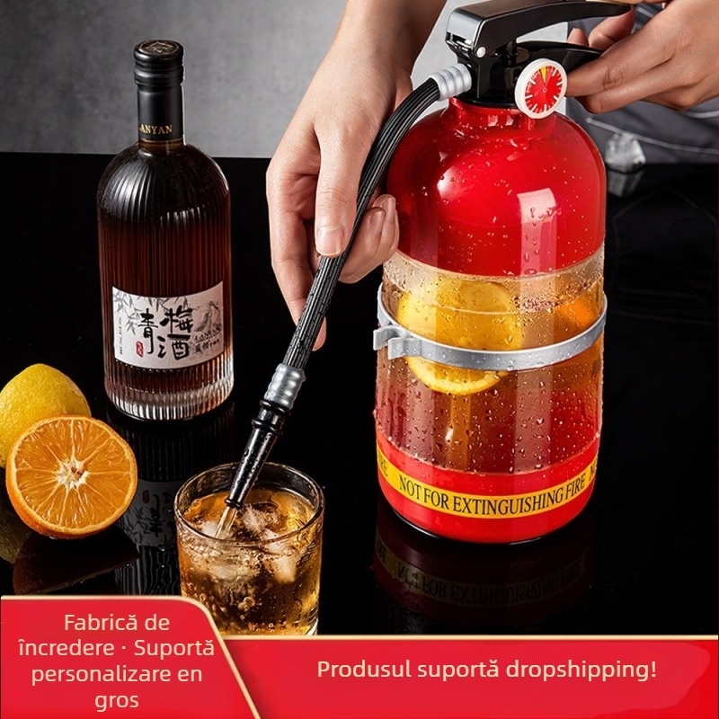 Butoi de bere roșu net creativ, stingător de incendiu cu presiune manuală, tun de vin, mașină de bere la draft, butoi de băuturi, dozator de vin, mini dozator de apă