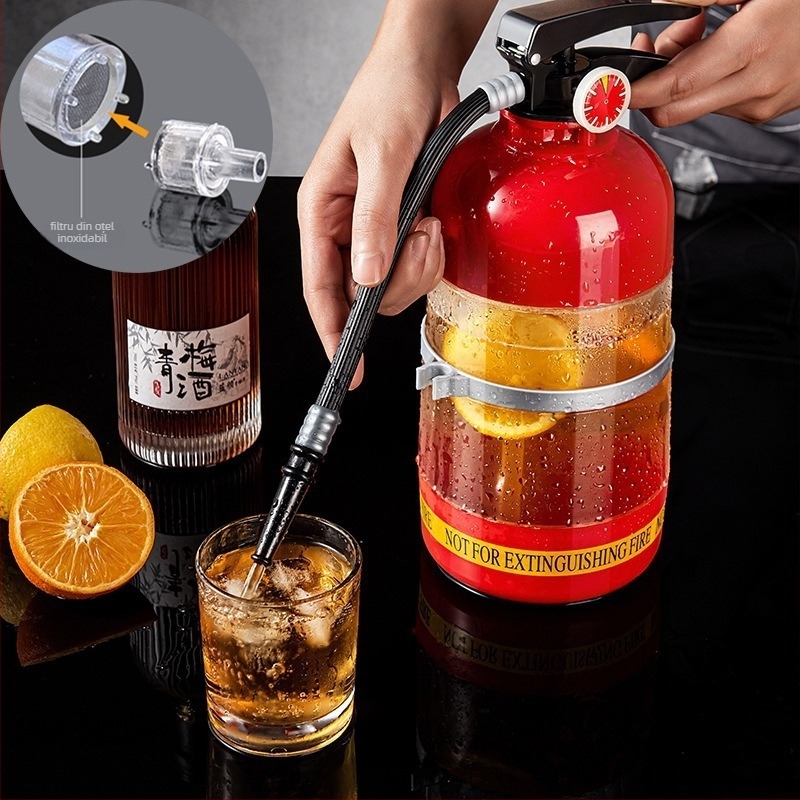 Butoi de bere roșu net creativ, stingător de incendiu cu presiune manuală, tun de vin, mașină de bere la draft, butoi de băuturi, dozator de vin, mini dozator de apă