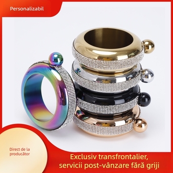 Brățară din oțel inoxidabil 304 cu diamant, flacon de șold pentru femei, sticlă rotundă placată cu băuturi alcoolice de 3,5 oz, brățară, flacon de șold en-gros