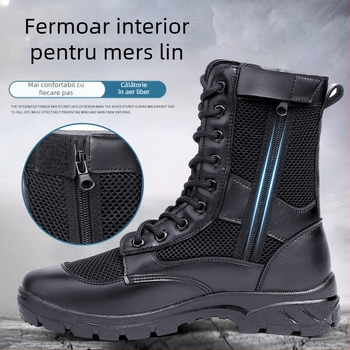 Cizme de vară cu fermoar din plasă, cizme de luptă pentru bărbați, ultra ușoare, respirabile, pentru scule, Martin, cizme în aer liber, pantofi de securitate de înaltă calitate, pantofi de serviciu