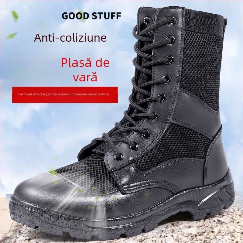 Cizme de vară cu fermoar din plasă, cizme de luptă pentru bărbați, ultra ușoare, respirabile, pentru scule, Martin, cizme în aer liber, pantofi de securitate de înaltă calitate, pantofi de serviciu