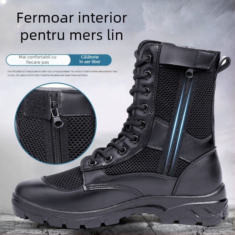 Cizme de vară cu fermoar din plasă, cizme de luptă pentru bărbați, ultra ușoare, respirabile, pentru scule, Martin, cizme în aer liber, pantofi de securitate de înaltă calitate, pantofi de serviciu