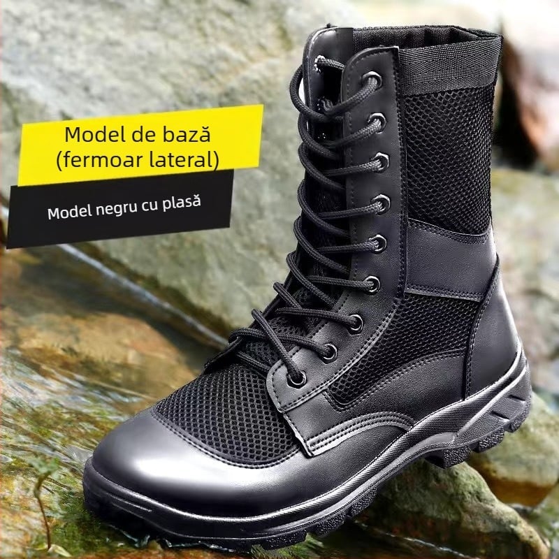 Cizme de vară cu fermoar din plasă, cizme de luptă pentru bărbați, ultra ușoare, respirabile, pentru scule, Martin, cizme în aer liber, pantofi de securitate de înaltă calitate, pantofi de serviciu
