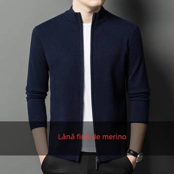 Lână de oaie tricotată cu fermoar Cardigan Jachetă toamna și iarna culoare pură tineret stil coreean casual guler stand jachetă cardigan pulover