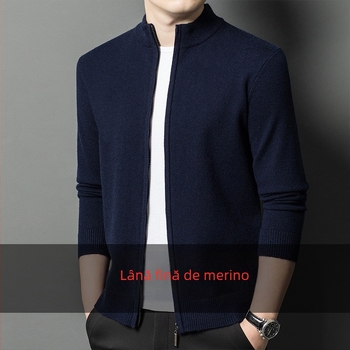 Lână de oaie tricotată cu fermoar Cardigan Jachetă toamna și iarna culoare pură tineret stil coreean casual guler stand jachetă cardigan pulover