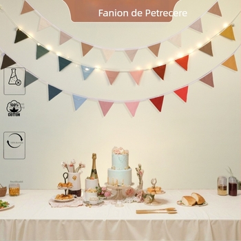 Fanion transfrontalier colorat din bumbac, pentru petrecerea de ziua de naștere a camerei copiilor, decorațiuni de perete europene și americane, fanion pentru grădiniță, aspect de grădinărit