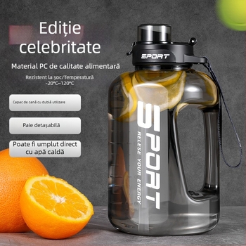 Cană de plastic de mare capacitate, rezistentă la temperaturi ridicate, cană de apă, baril de tone, ceainic de fitness, portabil, rezistent la căderi, paie, cană spațială