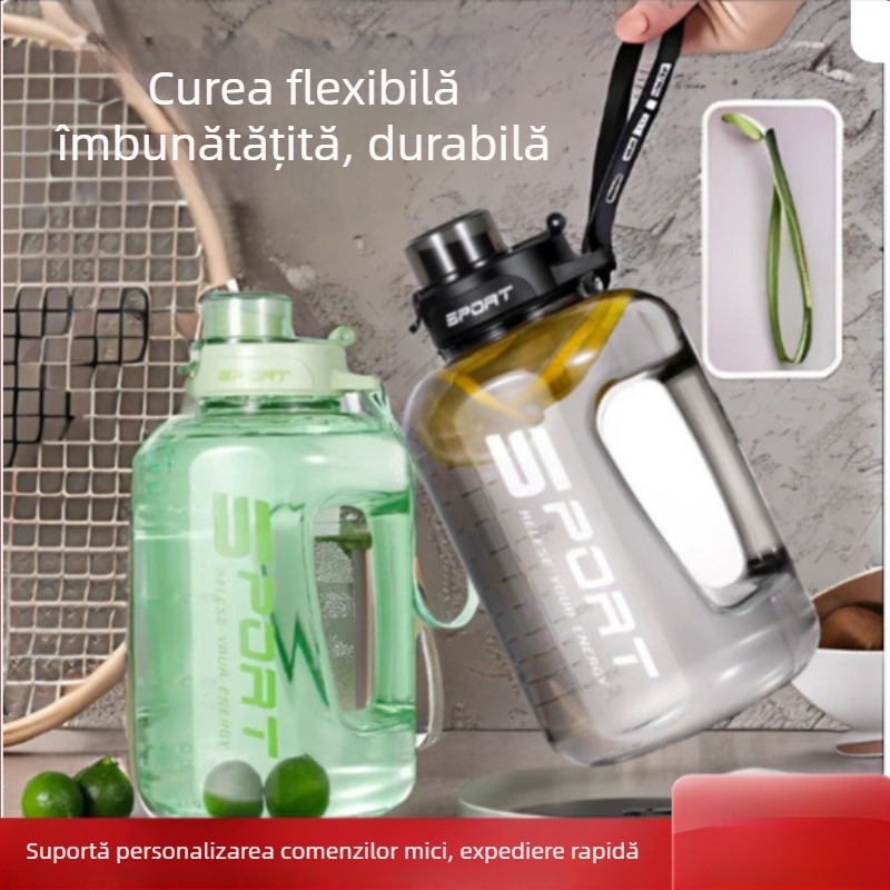 Cană de plastic de mare capacitate, rezistentă la temperaturi ridicate, cană de apă, baril de tone, ceainic de fitness, portabil, rezistent la căderi, paie, cană spațială