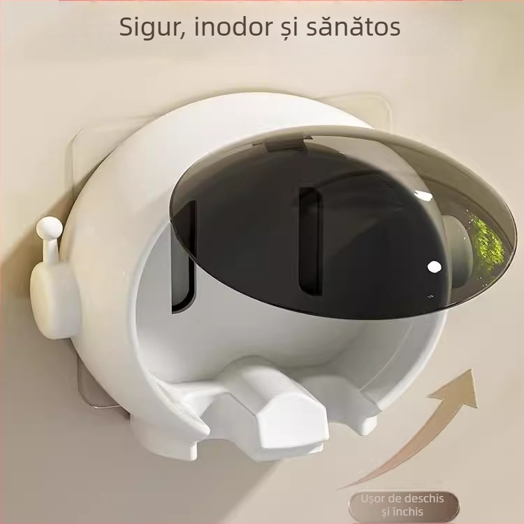 Suport pentru periuță de dinți montat pe perete, fără perforații, suport pentru periuță de dinți cu desene animate, suport pentru toaletă și baie, suport pentru periuță de dinți electrică de perete