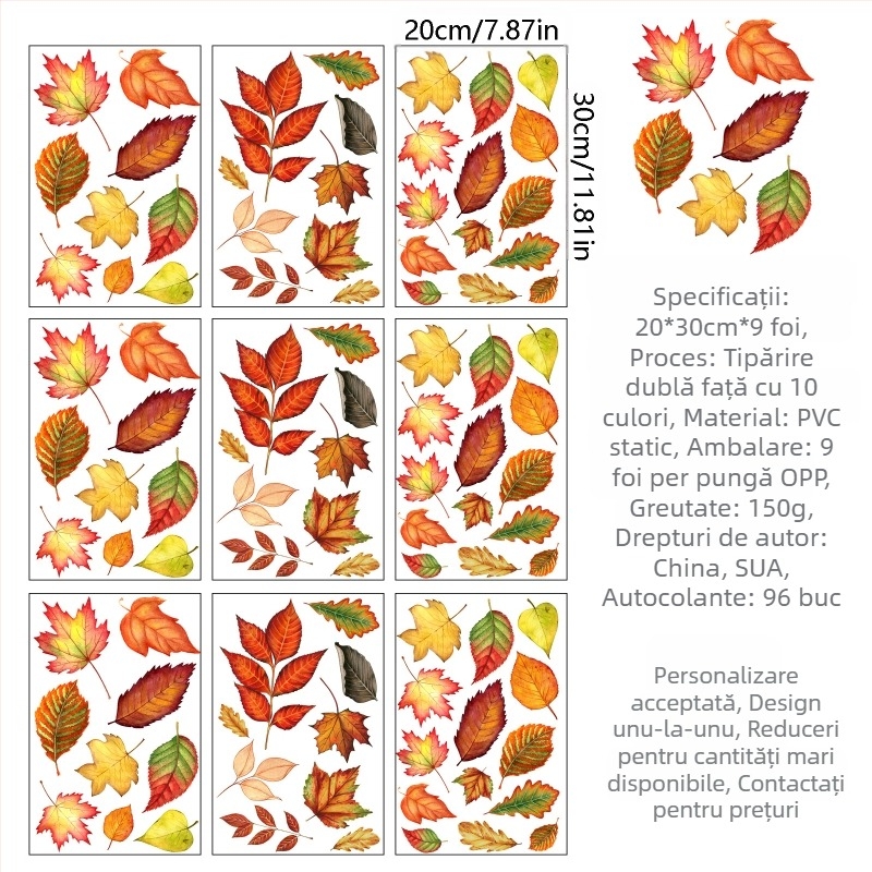 2025 Autocolante statice pentru ferestre cu tematică transfrontalieră Amazon Toamnă Ziua Recunoștinței, frunze de arțar, dovleac, animale, autocolante pentru ferestre din sticlă
