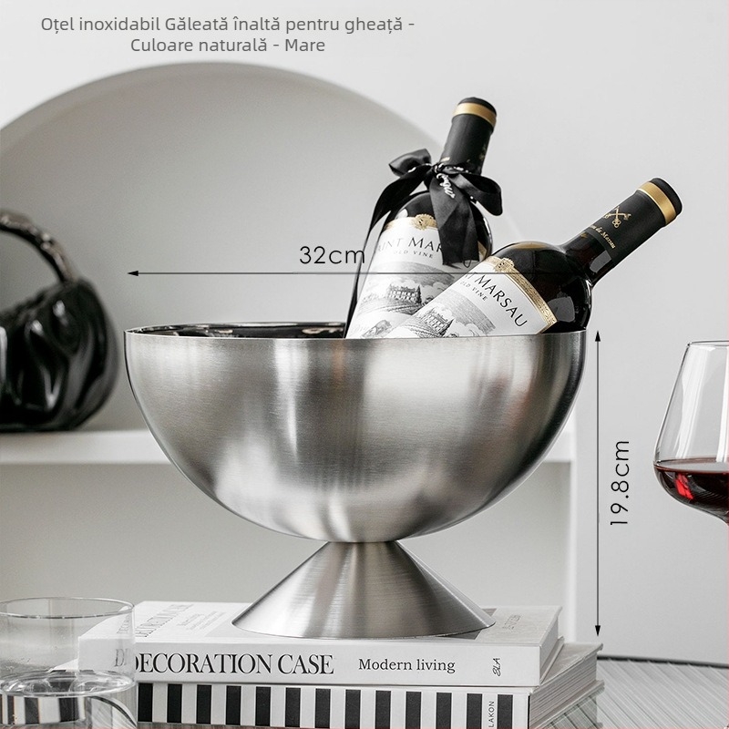 Bazin de șampanie din oțel inoxidabil transfrontalier, găleată de gheață, bar, cuburi de gheață, vin cu gheață, bere, vin roșu, cub de gheață, găleată de gheață, bazin de punch