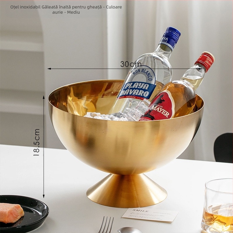 Bazin de șampanie din oțel inoxidabil transfrontalier, găleată de gheață, bar, cuburi de gheață, vin cu gheață, bere, vin roșu, cub de gheață, găleată de gheață, bazin de punch