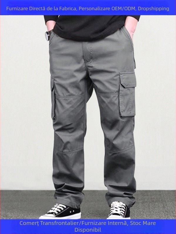 Pantaloni casual transfrontalieri europeni și americani, pantaloni cargo pentru bărbați, primăvară și toamnă, marcă de modă americană, vrac, stradă, pantaloni lungi drepți, 8686