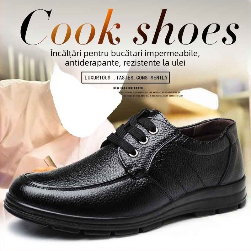 Pantofi de bucătărie antiderapanți, impermeabili, din piele de vacă, direct din fabrică, din primul strat, pantofi casual de primăvară pentru bărbați, pantofi de lucru rezistenți la uzură