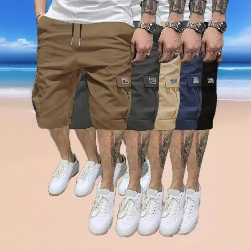 Pantaloni scurți transfrontalieri de vară pentru bărbați, mărime americană europeană, Amazon TM Xiyin, pantaloni de plajă cu cinci puncte, pantaloni cargo coreeni
