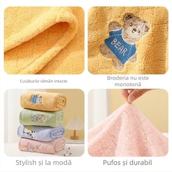Prosop de baie pentru bebeluși, absorbant, din catifea corală, prosop de baie pentru bebeluși, îngroșat, pătură pentru copii, cu desene animate, brodat, bumbac moale, nou-născuți