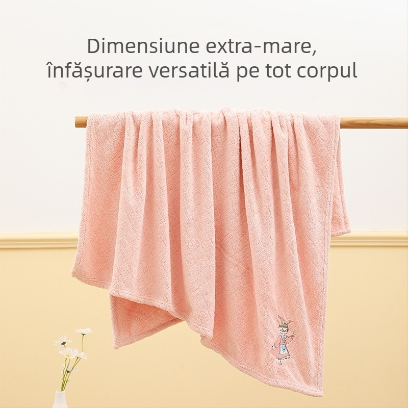 Prosop de baie pentru bebeluși, absorbant, din catifea corală, prosop de baie pentru bebeluși, îngroșat, pătură pentru copii, cu desene animate, brodat, bumbac moale, nou-născuți