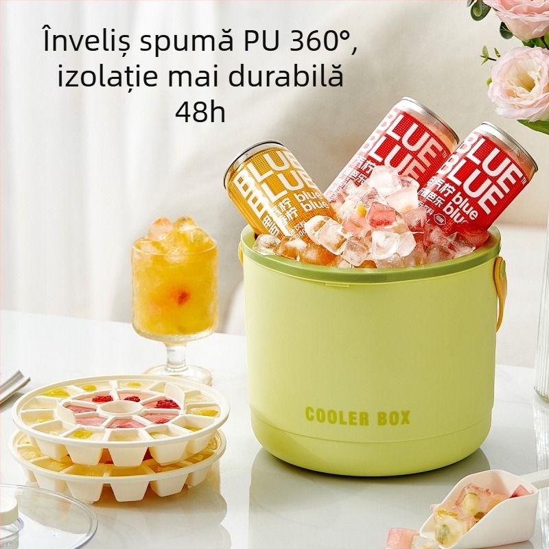 Găleată de conservare a căldurii blocului de gheață, presă în aer liber, găleată de conservare a recelui blocului de gheață pentru camping, găleată portabilă de conservare a recelui blocului de gheață