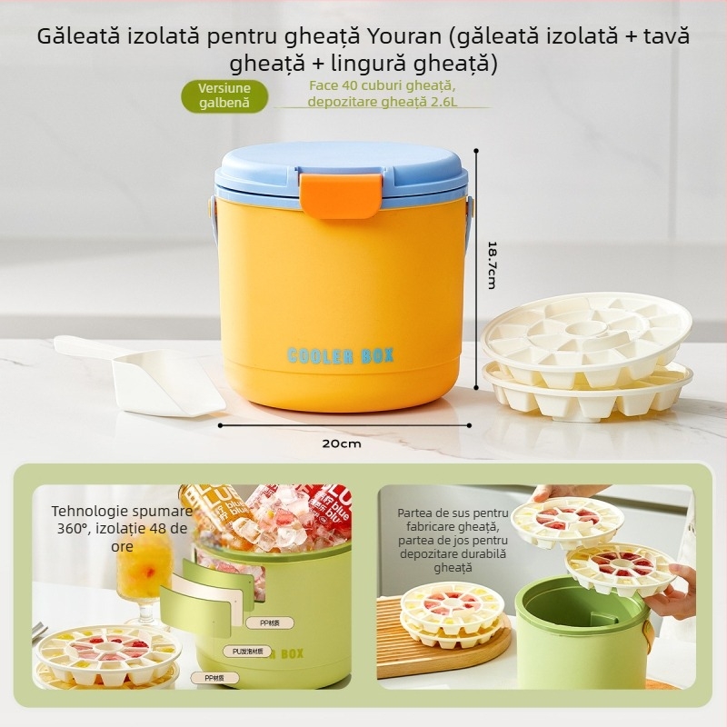 Găleată de conservare a căldurii blocului de gheață, presă în aer liber, găleată de conservare a recelui blocului de gheață pentru camping, găleată portabilă de conservare a recelui blocului de gheață