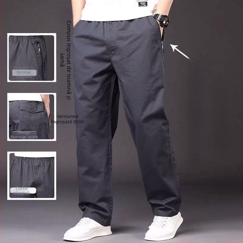 Salopetă bărbați căptușită cu fleece îngroșată toamna și iarna, pantaloni scurți, stil casual, stil de iarnă, stil de iarnă, stil de iarnă