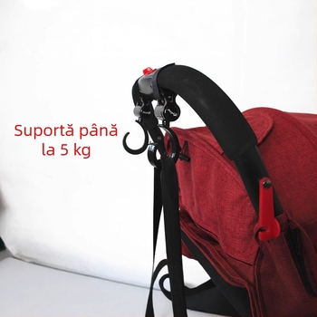 Cârlig pentru cărucior, accesoriu pentru cârlig pentru cărucior pentru copii, cârlig mare rotativ la 360 de grade, cârlig velcro pentru cărucior tip umbrelă, 2 bucăți