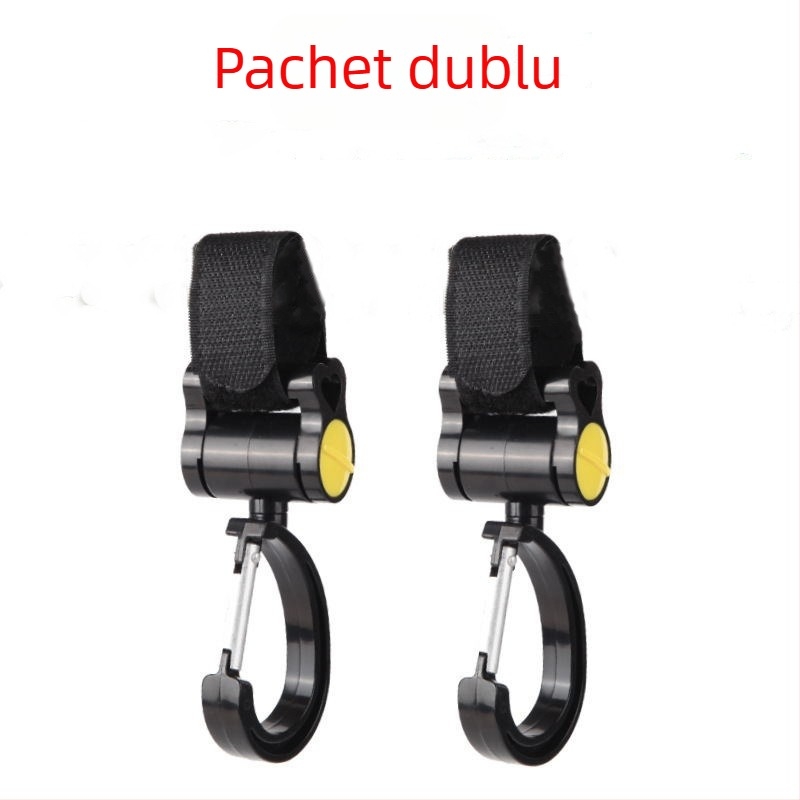 Cârlig pentru cărucior, accesoriu pentru cârlig pentru cărucior pentru copii, cârlig mare rotativ la 360 de grade, cârlig velcro pentru cărucior tip umbrelă, 2 bucăți