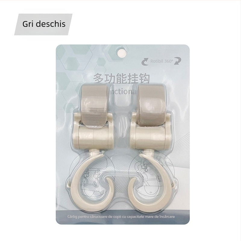 Cârlig pentru cărucior, accesoriu pentru cârlig pentru cărucior pentru copii, cârlig mare rotativ la 360 de grade, cârlig velcro pentru cărucior tip umbrelă, 2 bucăți
