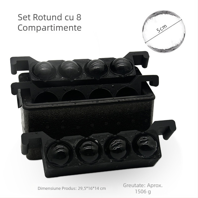 Mucegai transparent mare de hochei pe gheață din silicon pentru gheață, cutie de cuburi de gheață congelate pentru whisky, aparat de gheață cu craniu, formă rotundă de cristal cu diamant