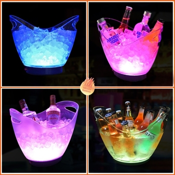 Vânzare directă din fabrică Găleată de gheață luminoasă promoțională din plastic Găleată de gheață luminoasă KTV Găleată de gheață cu LED-uri colorate