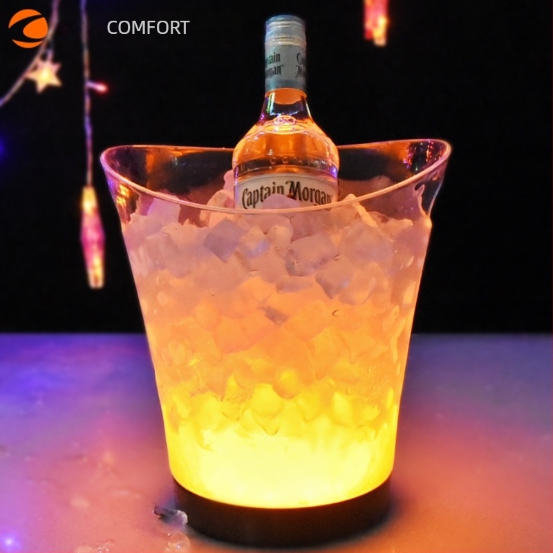Vânzare directă din fabrică Găleată de gheață luminoasă promoțională din plastic Găleată de gheață luminoasă KTV Găleată de gheață cu LED-uri colorate