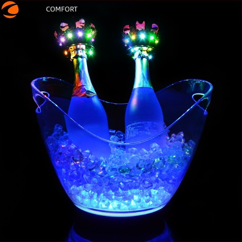 Vânzare directă din fabrică Găleată de gheață luminoasă promoțională din plastic Găleată de gheață luminoasă KTV Găleată de gheață cu LED-uri colorate
