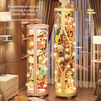 Găleată de depozitare de mare capacitate pentru păpușă, jucărie de pluș, fermoar, păpușă transparentă, depozitare de uz casnic, artefact de mare valoare