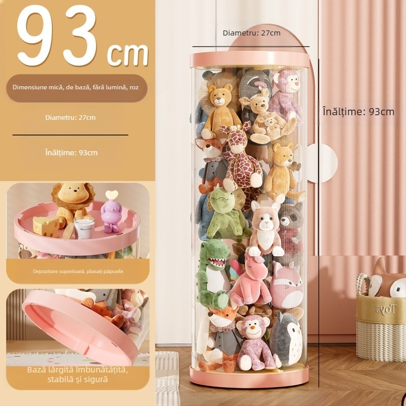 Găleată de depozitare de mare capacitate pentru păpușă, jucărie de pluș, fermoar, păpușă transparentă, depozitare de uz casnic, artefact de mare valoare