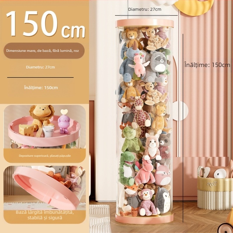 Găleată de depozitare de mare capacitate pentru păpușă, jucărie de pluș, fermoar, păpușă transparentă, depozitare de uz casnic, artefact de mare valoare