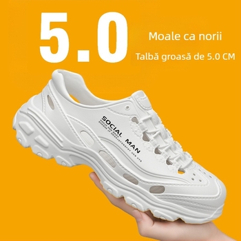 Saboți de vară transfrontalieri cu talpă moale și respirabili, pantofi ușori pentru părinți și copii, pantofi casual de plajă, sandale cu senzație de caca, pantofi pentru bărbați cu talpă groasă