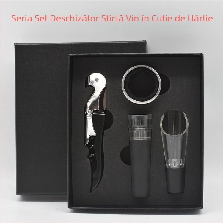 ✅ Set deschizător de sticle de vin roșu, cutie cadou pentru vin, set de patru piese, dop de vidare din oțel inoxidabil, cutie cadou pentru turnător de vin, gata de vânzare