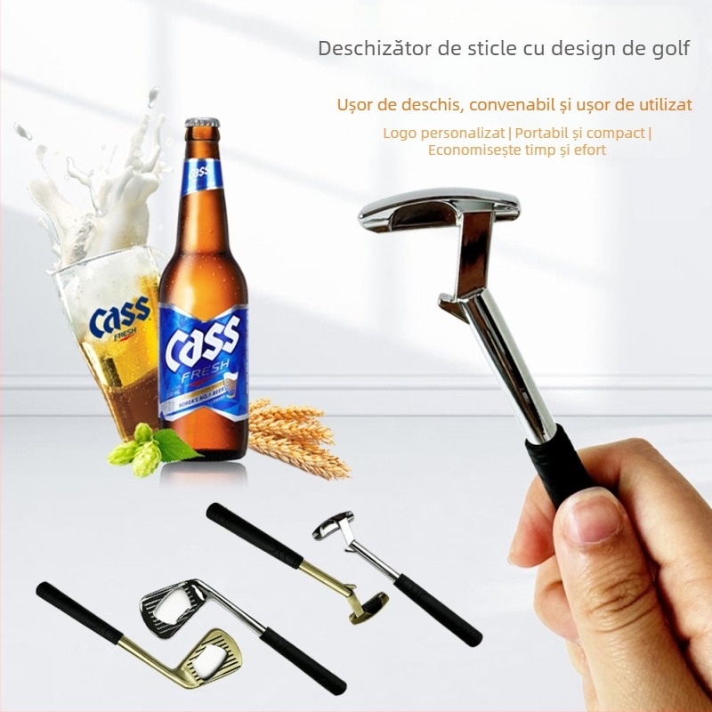 Vânzări directe din fabrică, din aliaj de zinc, formă de fier de golf, deschizător de sticle de bere creativ, deschizător de sticle metalic transfrontalier în stoc