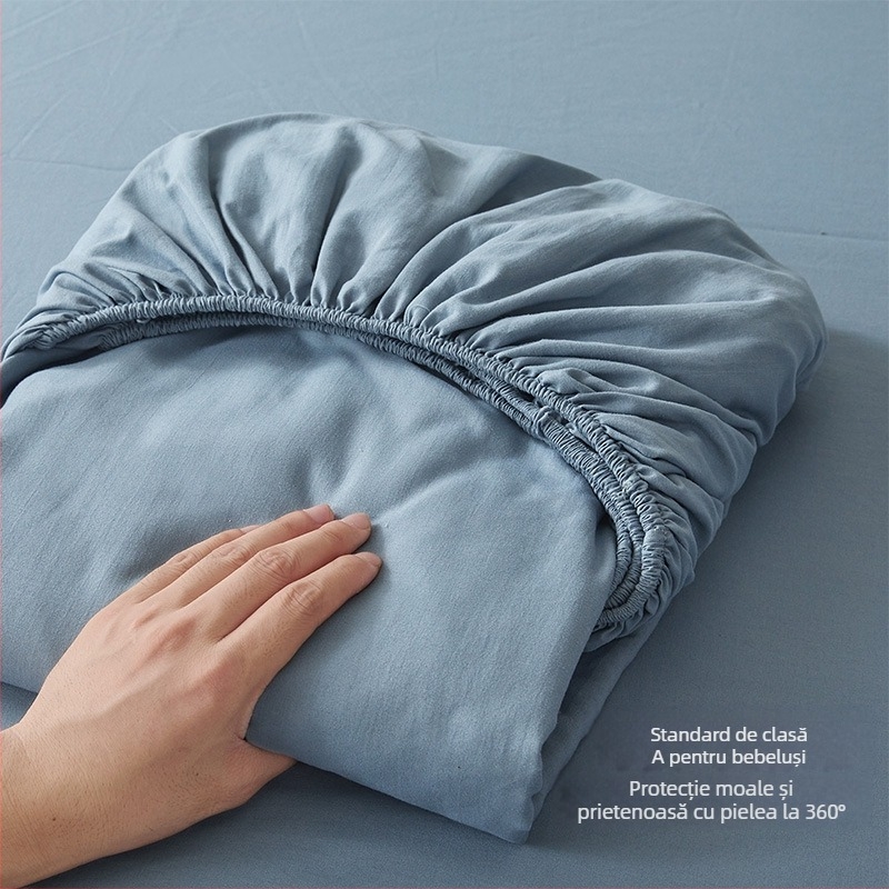 Cearșafuri de pat din bumbac pur, stil Muji, tip A, bucată unică din bumbac pur, husă de pat din bumbac pur de bună calitate, husă de pat pentru mame și sugari, auto-acționată