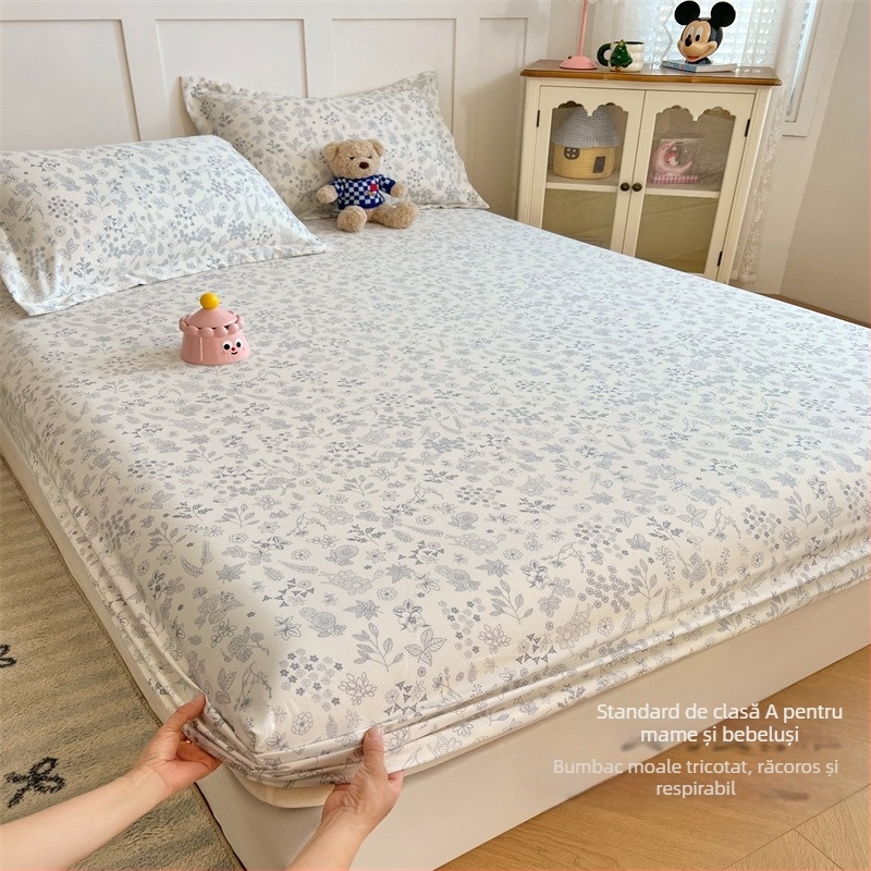 Cearșafuri de pat din bumbac pur, stil Muji, tip A, bucată unică din bumbac pur, husă de pat din bumbac pur de bună calitate, husă de pat pentru mame și sugari, auto-acționată