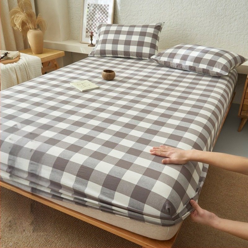 Cearșafuri de pat din bumbac pur, stil Muji, tip A, bucată unică din bumbac pur, husă de pat din bumbac pur de bună calitate, husă de pat pentru mame și sugari, auto-acționată